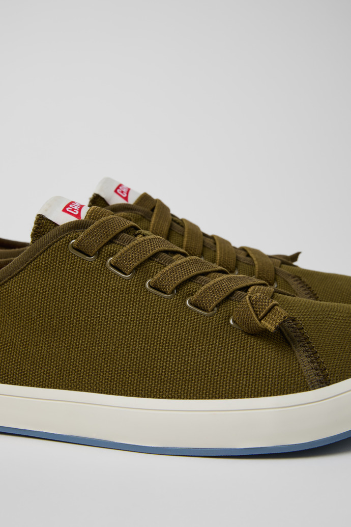 Close-up view of Peu Rambla II Green Textile Sneakers for Men.