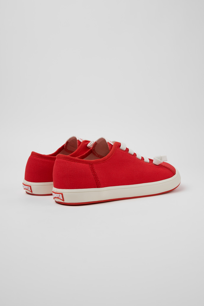 Back view of Peu Rambla II Red Textile Sneakers for Men with Rubber Outsoles.