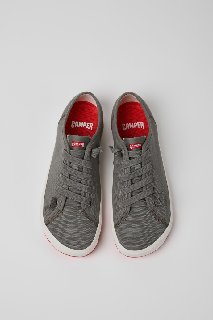Overhead view of Peu Rambla II Gray Textile Sneakers for Men.