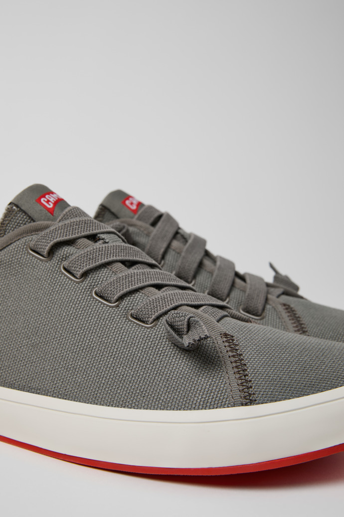 Close-up view of Peu Rambla II Gray Textile Sneakers for Men.