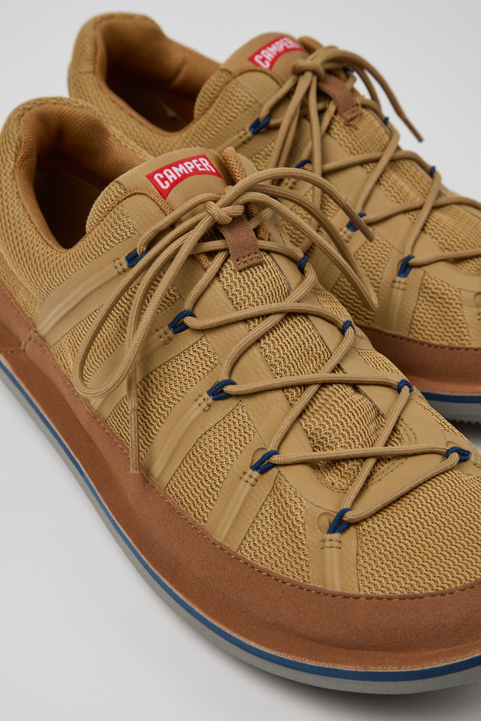 Close-up view of Beetle Brown Textile Shoes for Men.