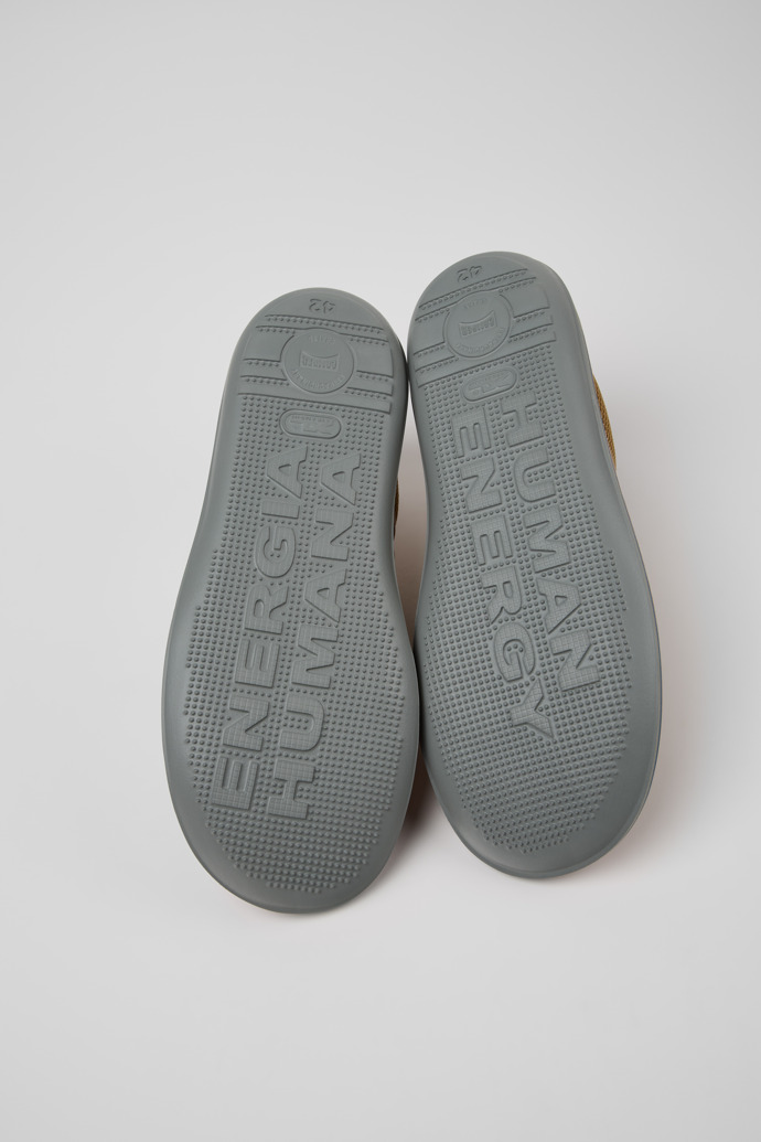 The soles of Beetle Brown Textile Shoes for Men.