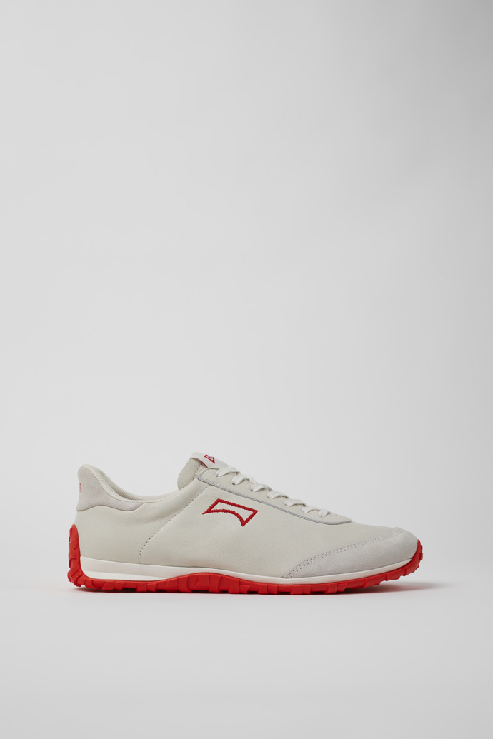 Side view of Drift Walk White Leather and Nubuck Sneakers for Men.