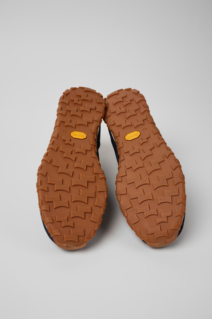 The soles of Drift Walk Blue and Brown Suede and Leather Sneakers for Men.