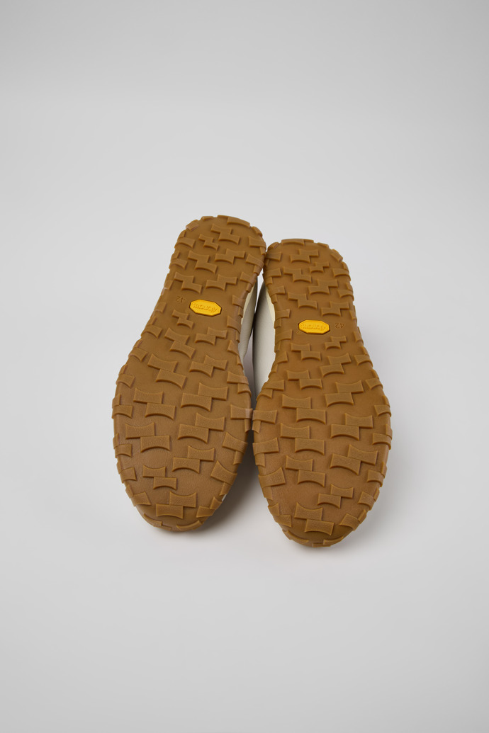 The soles of Drift Walk White and Brown Leather and Nubuck Sneakers for Men.