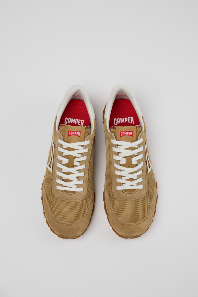 Overhead view of Drift Walk Multicolor Textile and Nubuck Leather Sneakers for Men.