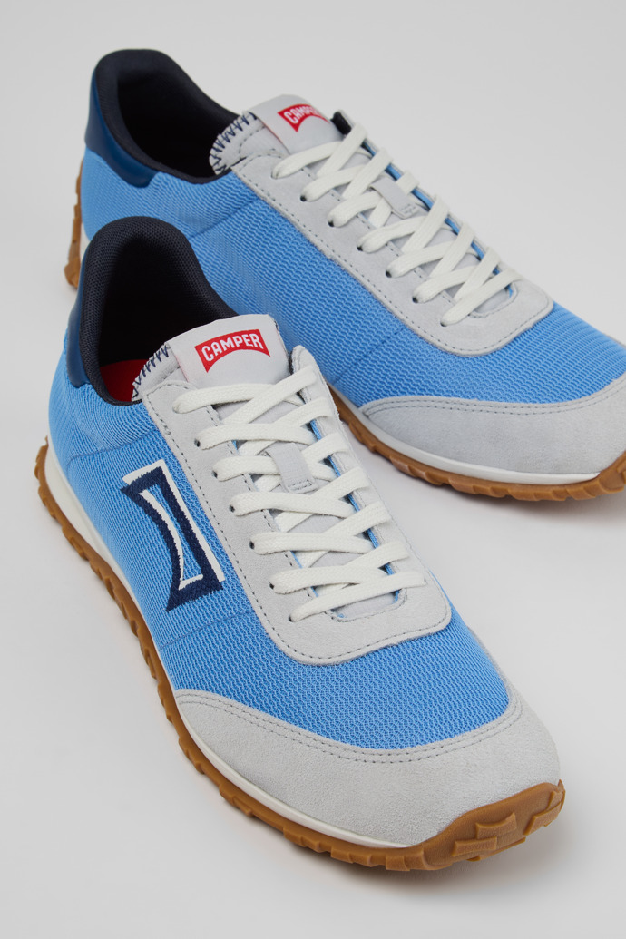 Close-up view of Drift Walk Multicolor Textile and Nubuck Leather Sneakers for Men.