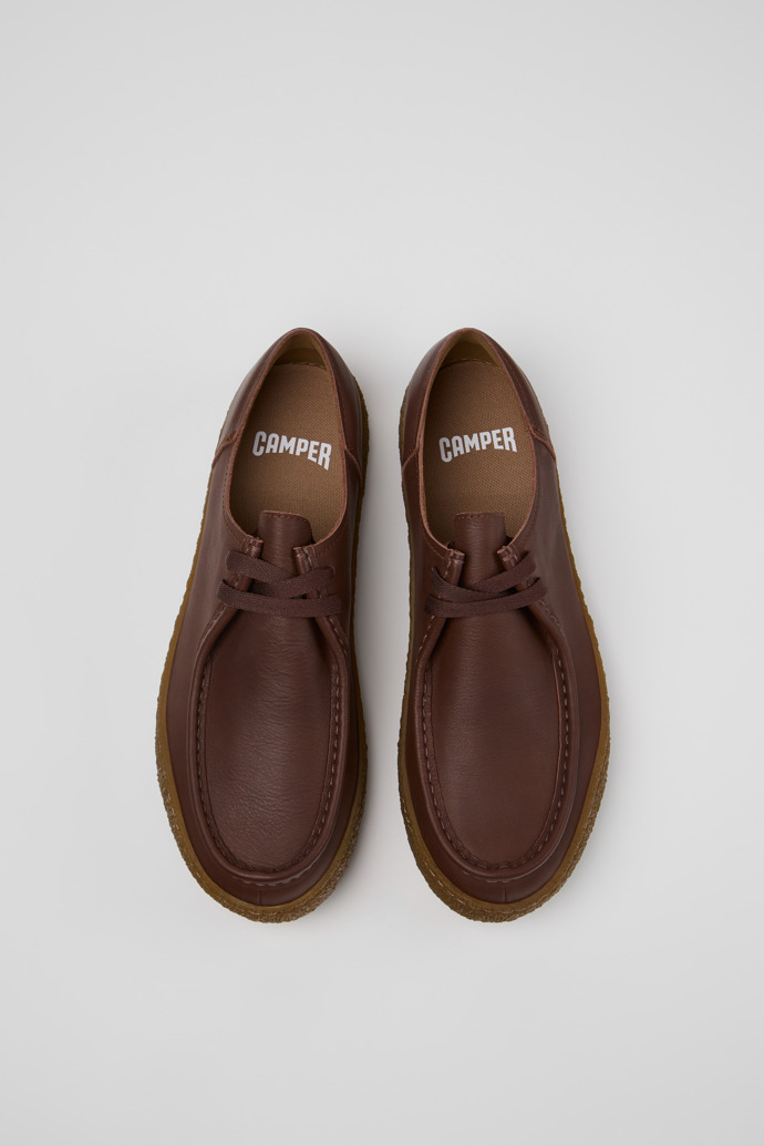 Overhead view of Peu Terreno Brown Leather Shoes for Men.