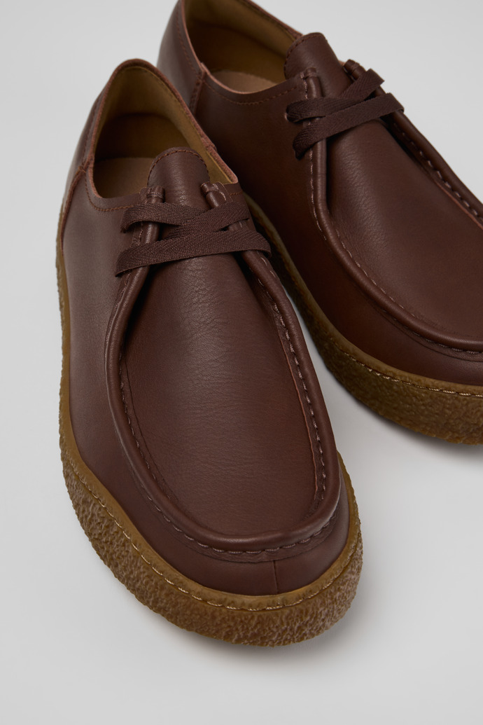 Close-up view of Peu Terreno Brown Leather Shoes for Men.