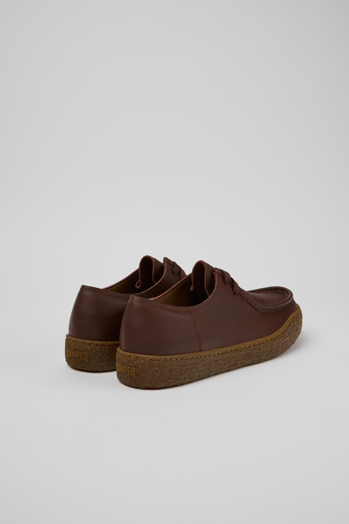 Back view of Peu Terreno Brown Leather Shoes for Men.