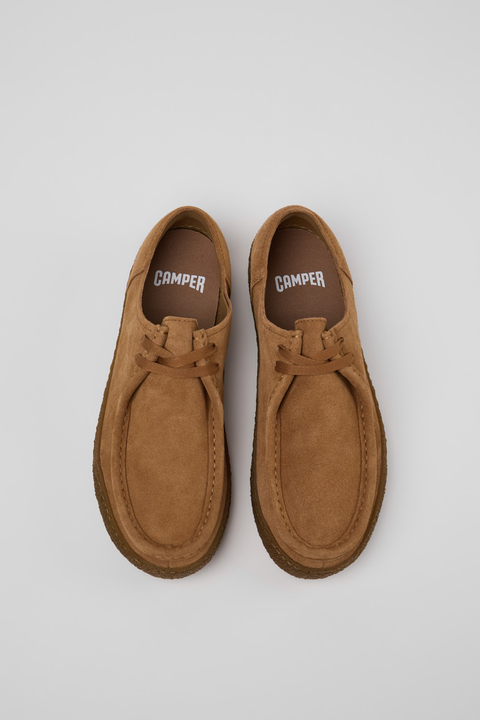 Overhead view of Peu Terreno Brown Suede Leather Shoes for Men.