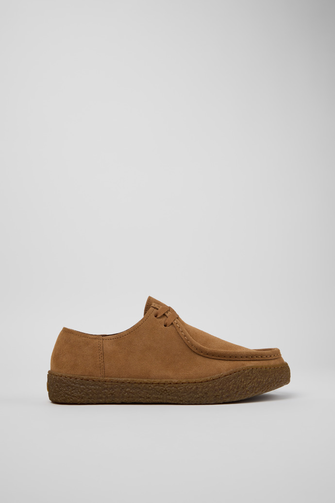 Side view of Peu Terreno Brown Suede Leather Shoes for Men.