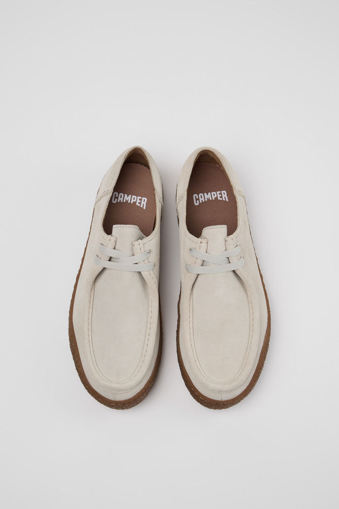 Overhead view of Peu Terreno Beige Suede Shoes for Men.