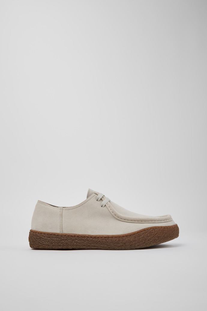 Side view of Peu Terreno Beige Suede Shoes for Men.
