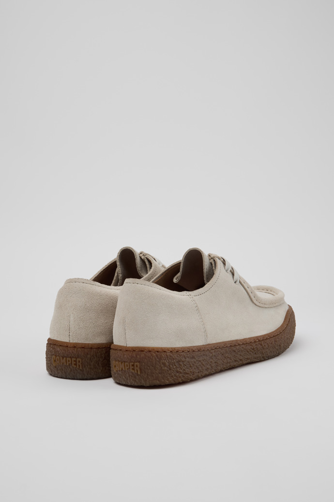 Back view of Peu Terreno Beige Suede Shoes for Men.