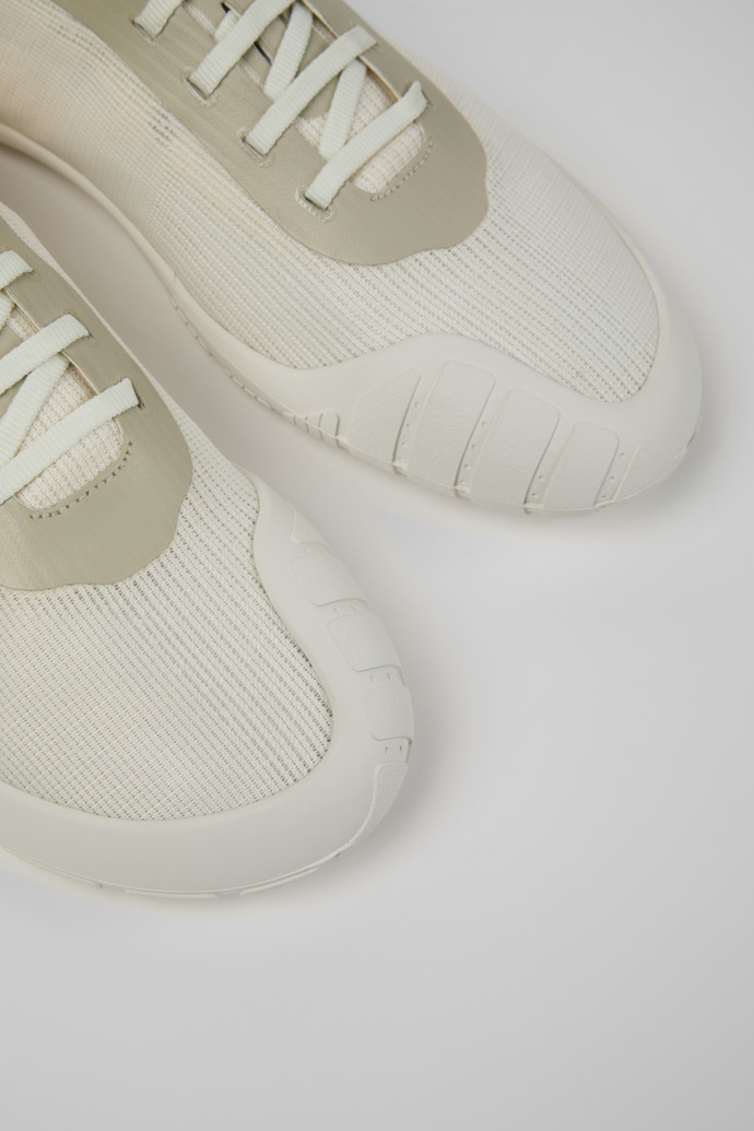 Close-up view of Peu Path+ White and Beige Recycled Engineered Materials Sneakers for Men.