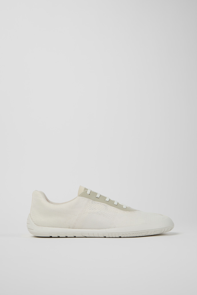 Side view of Peu Path+ White and Beige Recycled Engineered Materials Sneakers for Men.