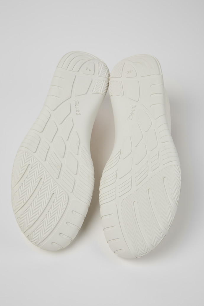 The soles of Peu Path+ White and Beige Recycled Engineered Materials Sneakers for Men.