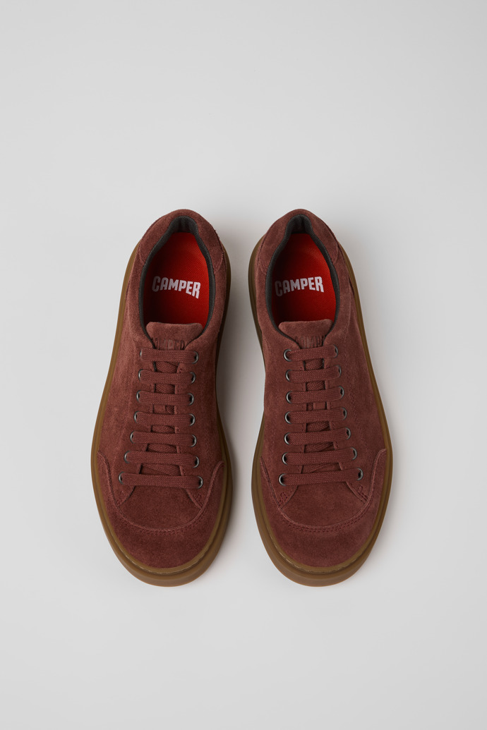 Overhead view of Runner Twentyfive Burgundy Suede Sneakers for Men.