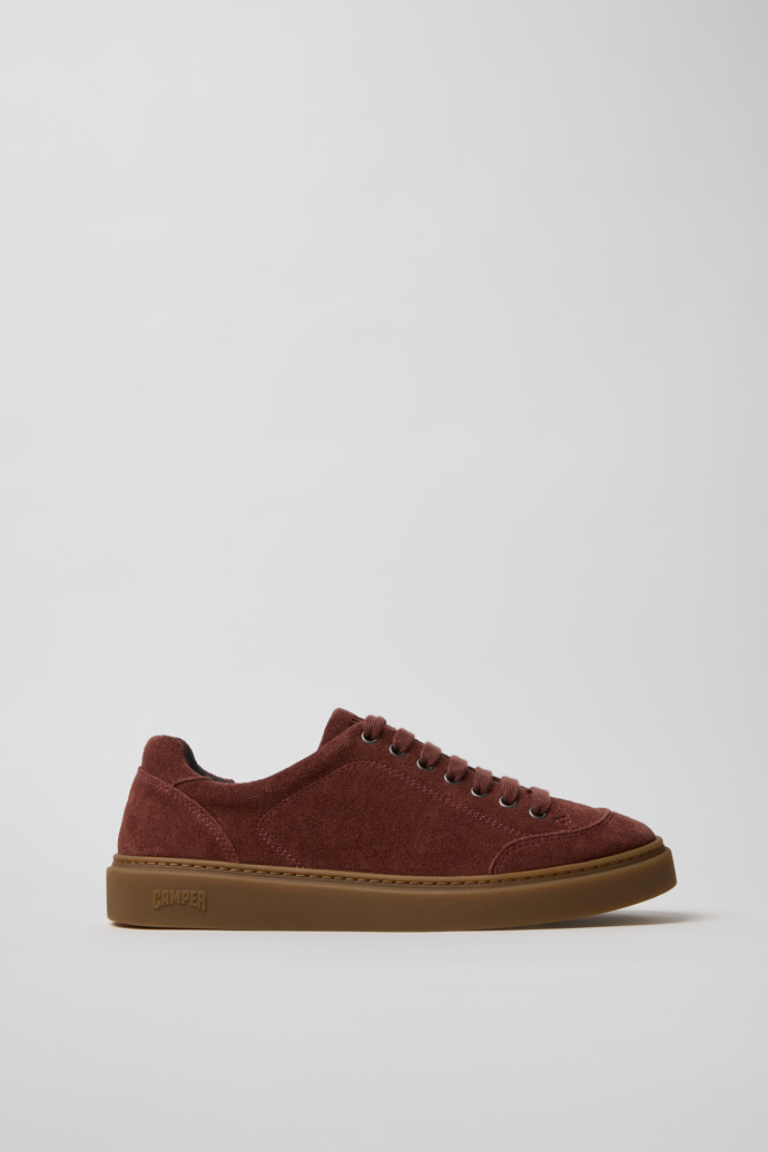 Side view of Runner Twentyfive Burgundy Suede Sneakers for Men.