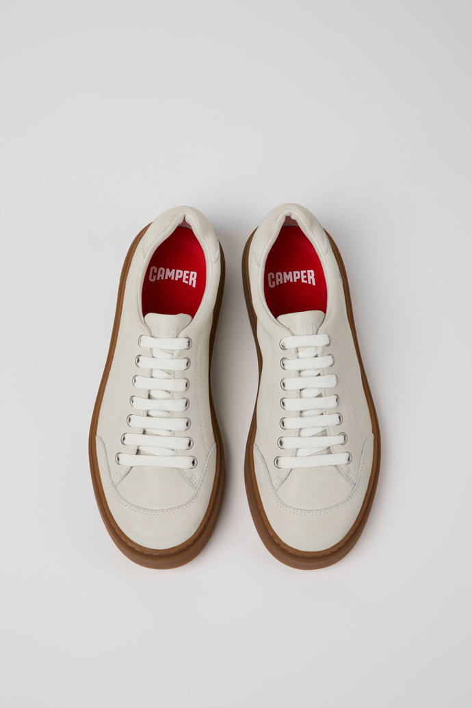 Overhead view of Runner Twentyfive White Leather Sneakers for Men.