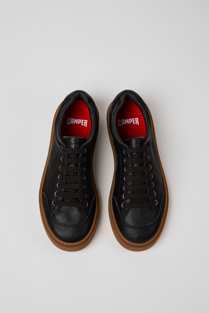 Overhead view of Runner Twentyfive Black Leather Sneakers for Men.
