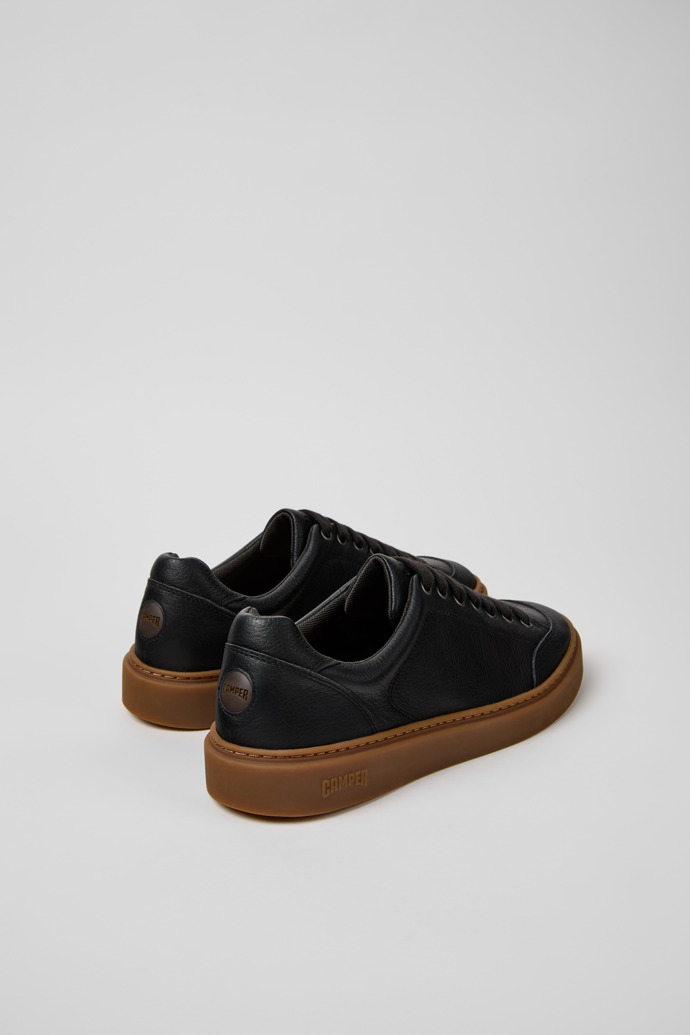 Back view of Runner Twentyfive Black Leather Sneakers for Men.