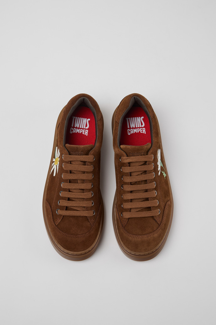 Overhead view of Twins Multicolor Suede Sneakers for Men.