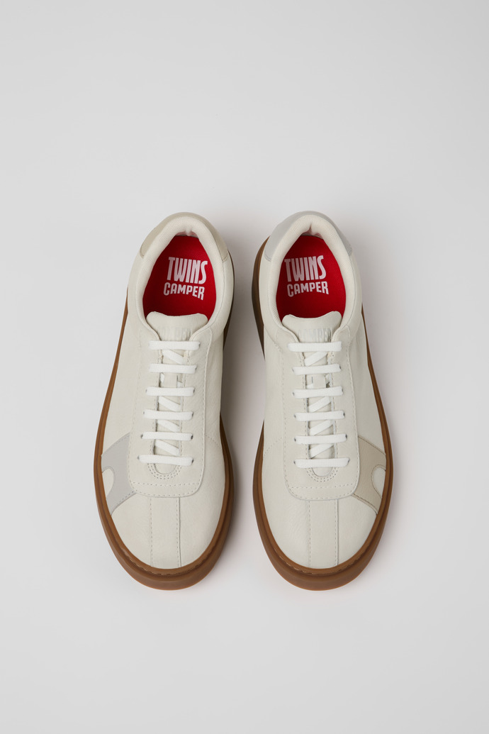 Overhead view of Twins Multicolor Leather Sneakers for Men.