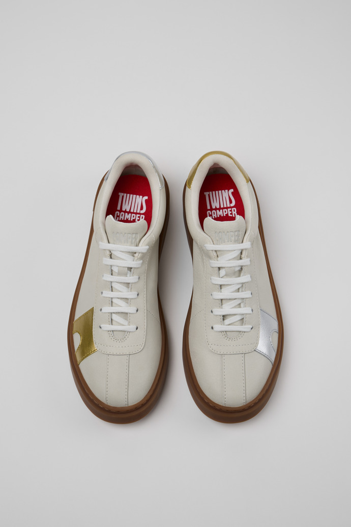 Overhead view of Twins Multicolor Leather Sneakers for Men.