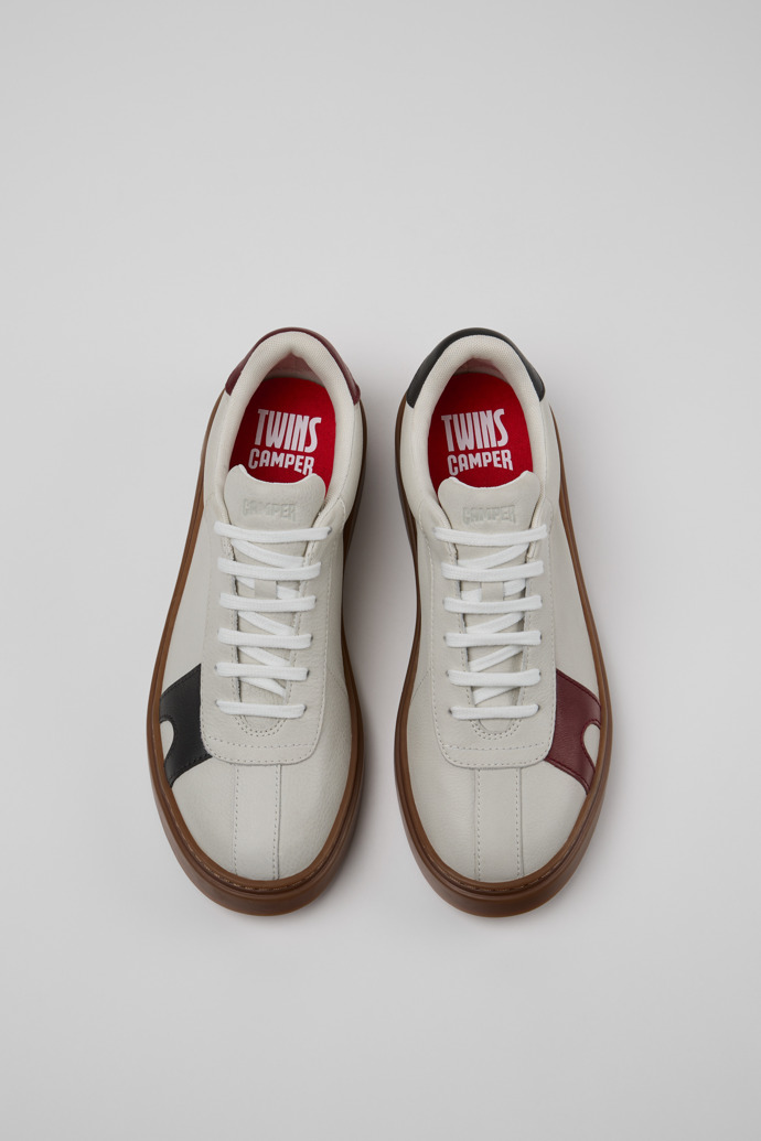 Overhead view of Twins Multicolor Leather Sneakers for Men.