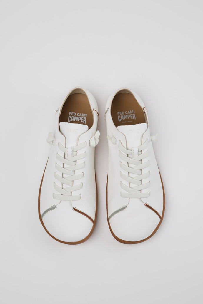 Overhead view of Twins White Vegetable-Tanned Leather Shoes for Men.
