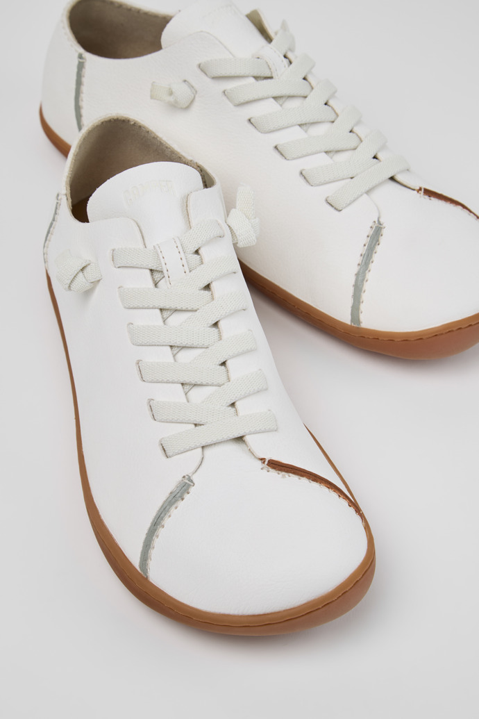Close-up view of Twins White Vegetable-Tanned Leather Shoes for Men.