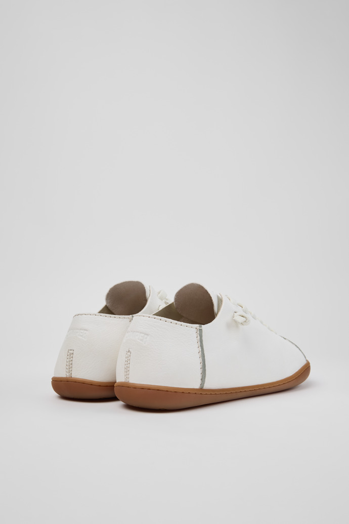 Back view of Twins White Vegetable-Tanned Leather Shoes for Men.