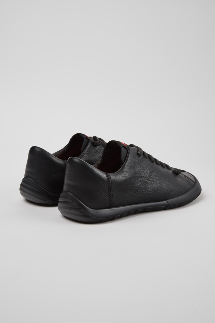 Back view of Peu Path+ Black Leather Shoes for Men.