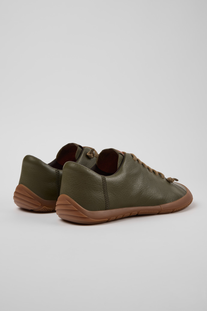 Back view of Peu Path+ Green Leather Shoes for Men.