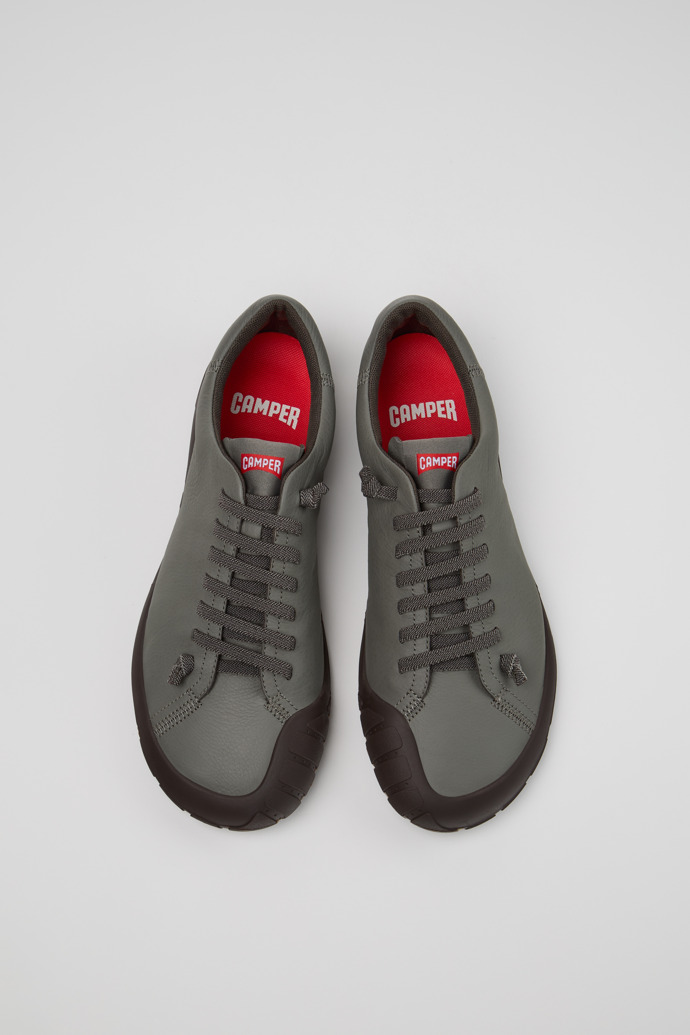 Overhead view of Peu Path+ Gray Leather Shoes for Men.