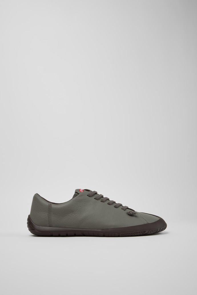 Side view of Peu Path+ Gray Leather Shoes for Men.