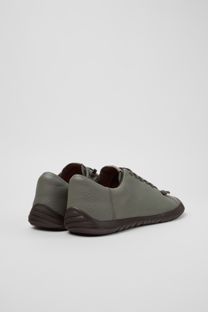 Back view of Peu Path+ Gray Leather Shoes for Men.