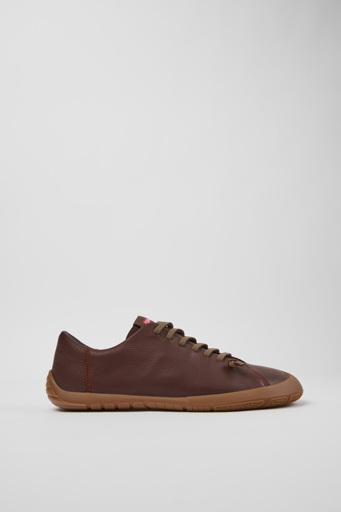 Side view of Peu Path+ Brown Leather Shoes for Men.
