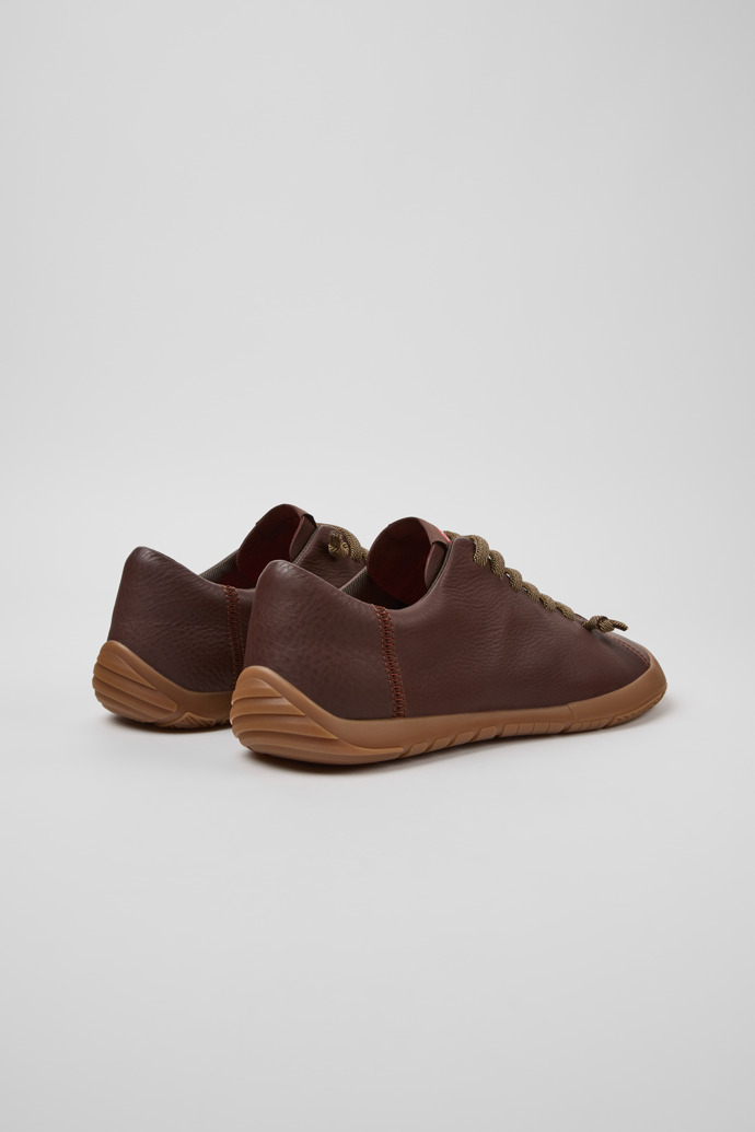 Back view of Peu Path+ Brown Leather Shoes for Men.