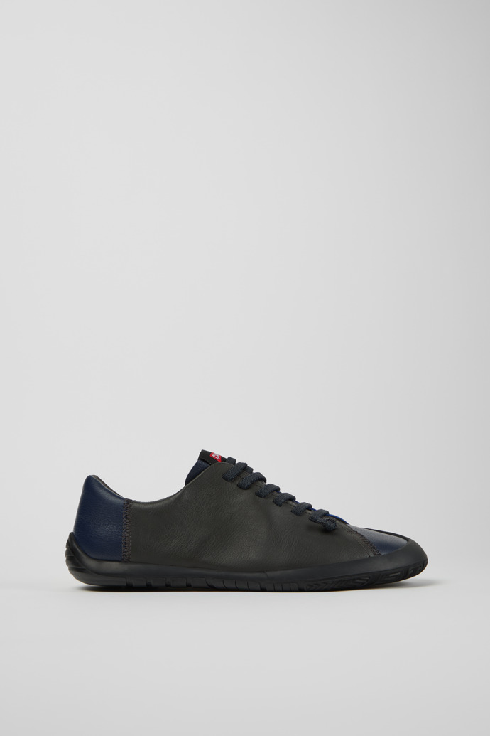 Side view of Twins Blue Leather Shoes for Men.