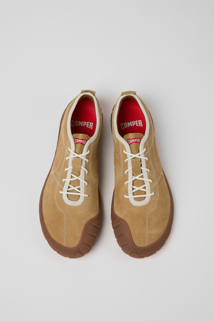 Overhead view of Peu Path+ Brown Leather Sneakers for Men.