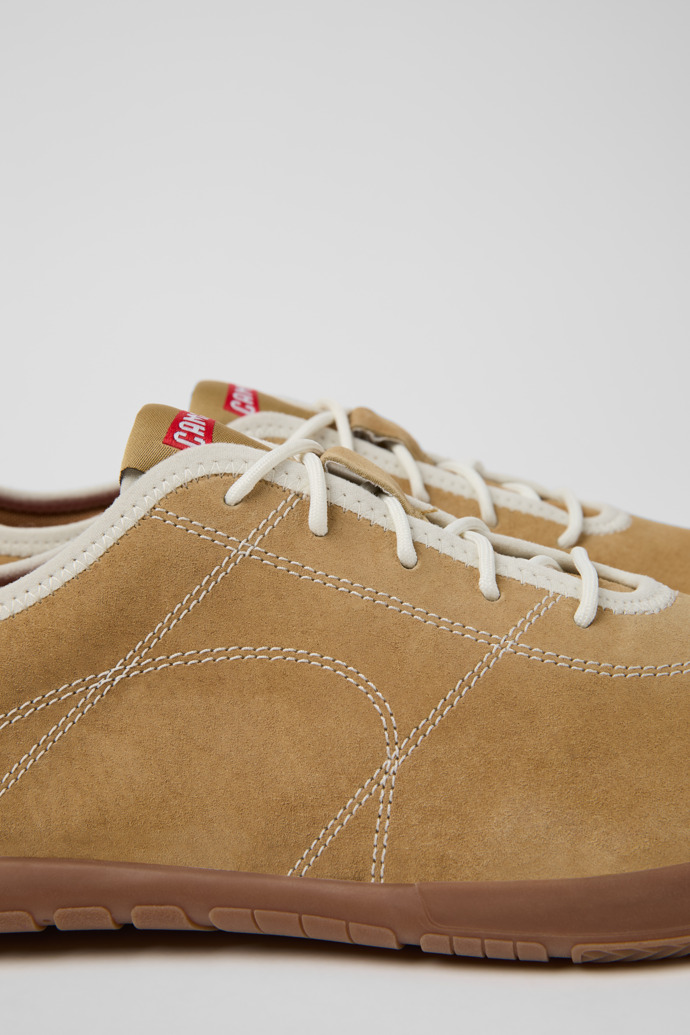 Close-up view of Peu Path+ Brown Leather Sneakers for Men.
