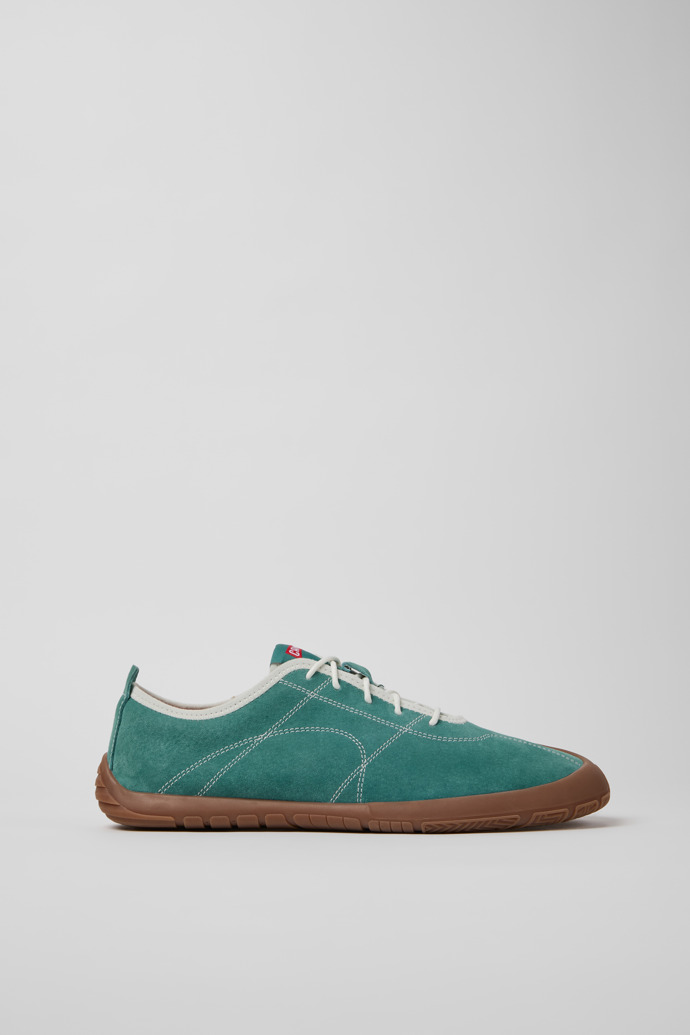 Side view of Peu Path+ Green Leather Sneakers for Men.