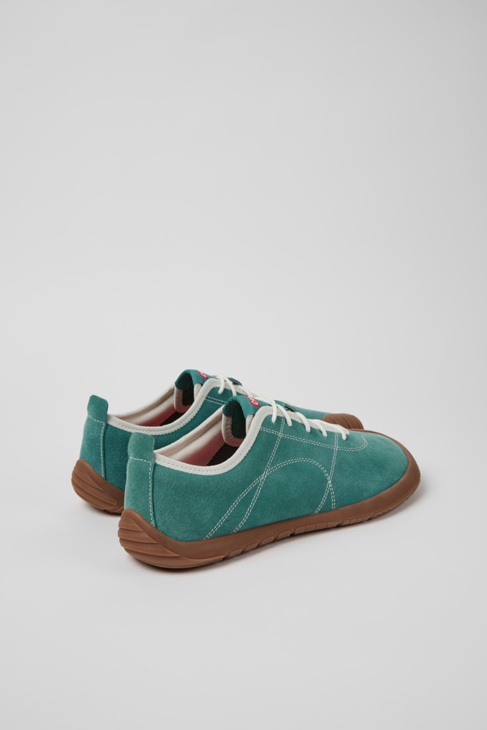 Back view of Peu Path+ Green Leather Sneakers for Men.