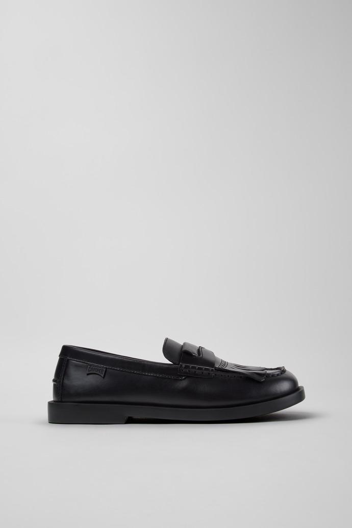 Side view of Twins Black Leather Shoes for Men.