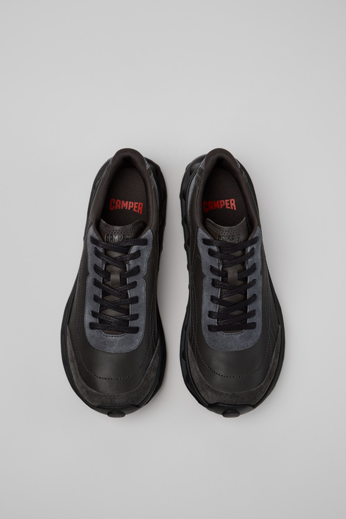 Overhead view of Pelotissima Gray Leather and Nubuck Sneakers for Men.