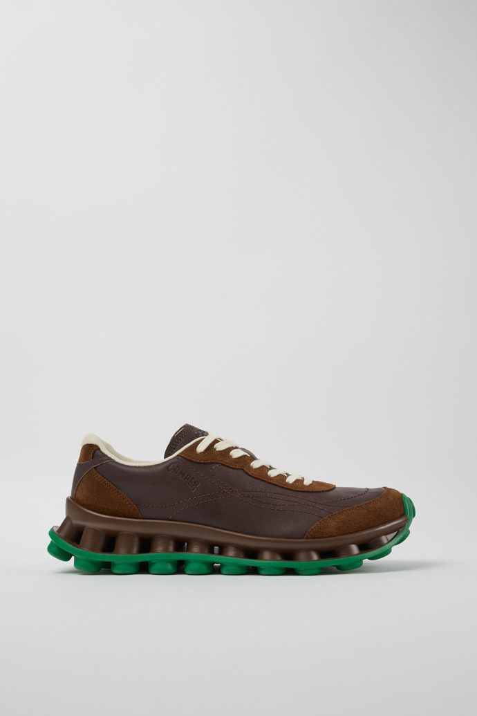 Side view of Pelotissima Brown Leather and Nubuck Sneakers for Men.