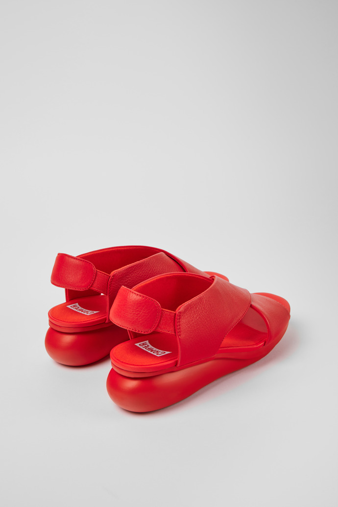 Back view of Balloon Red leather sandals for women